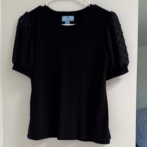 Cece Elegant Black Puff Sleeve Top XS